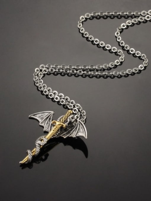 Open Sky Punk style Personalized Little Sword Titanium Necklace 1