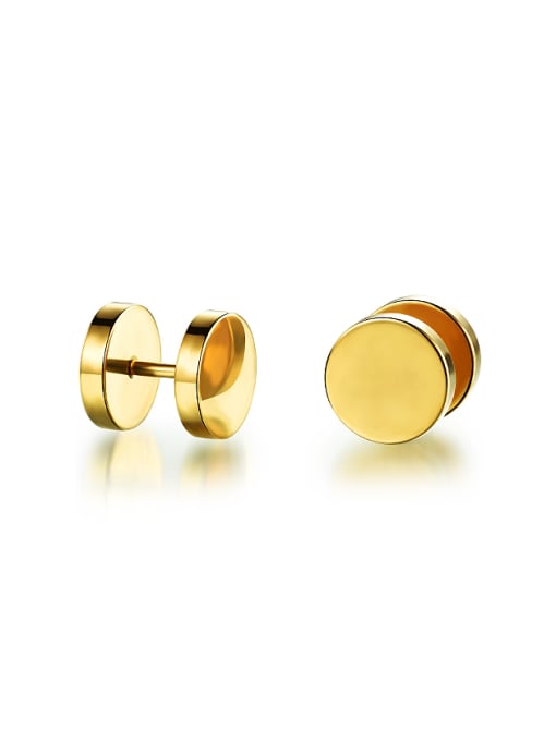 Gold Simple Little Dumbbell Smooth Stud Earrings