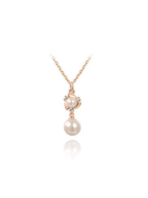 Rose Gold All-match Geometric Shaped Artificial Pearl Pendant
