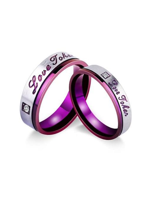 RANSSI Fashion Monogram Purple Lovers band rings 0