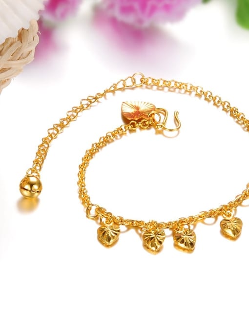 Open Sky Classical Heart shapes Bell Gold Plated Anklet 2