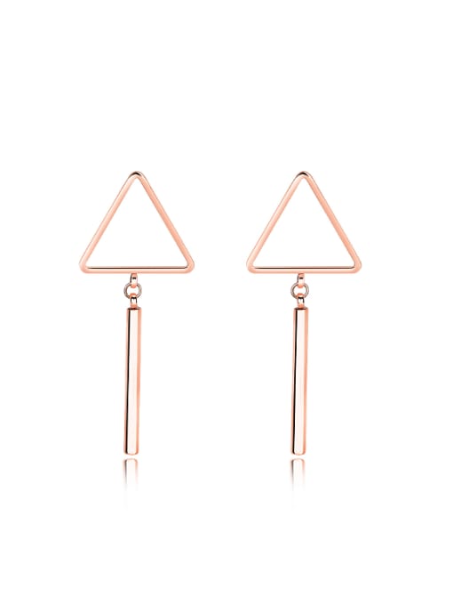 Open Sky Simple Hollow Triangle Rose Gold Plated Titanium Stud Earrings 0