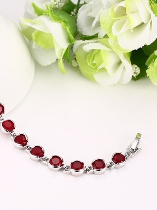 CONG All-match Red Round Shaped AAA Zircon Copper Bracelet 1