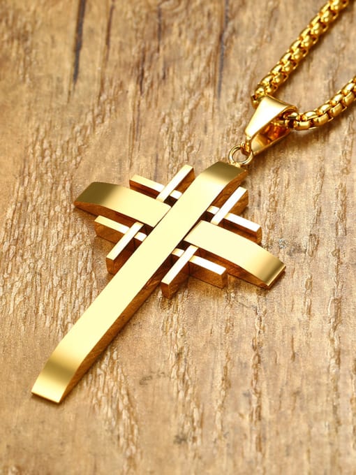 Pendant Exquisite Gold Plated Cross Shaped Titanium Pendant