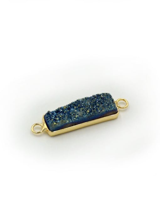 Blue Simple Rectangular Natural Crystal Gold Plated Pendant