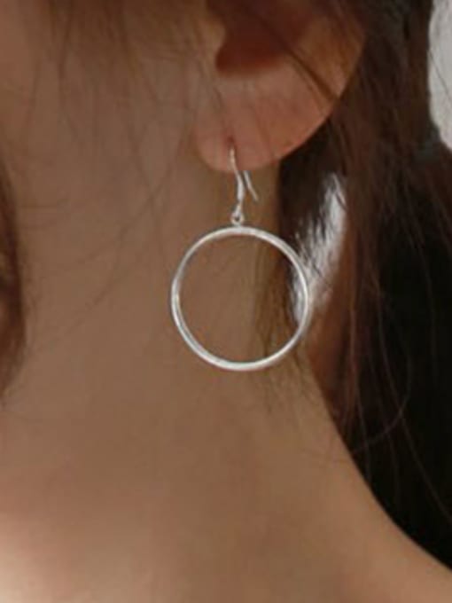DAKA Simple Hollow Round Silver Women Earrings 1