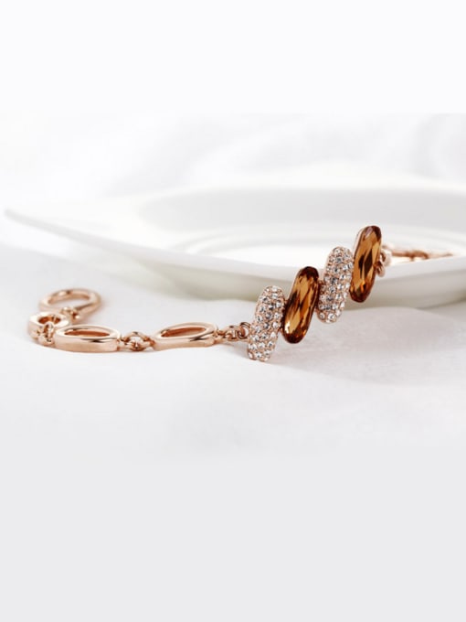OUXI Fashion Rose Gold Crystal Bracelet 1