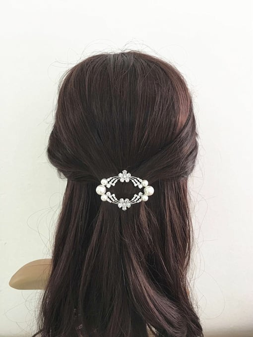 Wei Jia Fashion White Artificial Pearls Zirconias Copper Hairpin 1