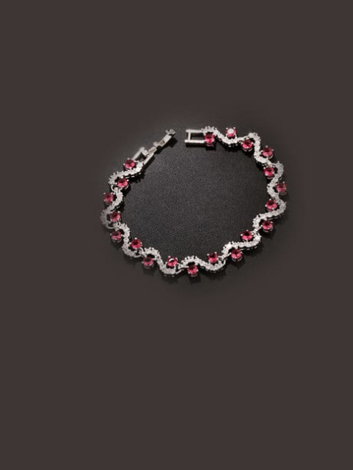 Red Zircon Crystal Women's With Platinum Bracelet