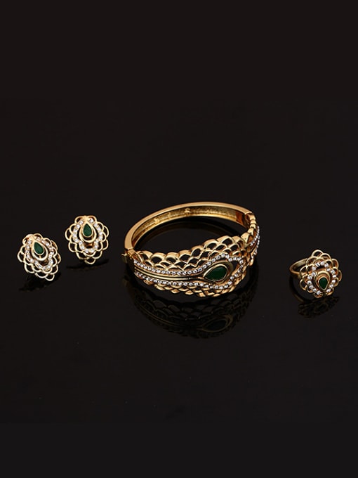 BESTIE Alloy Imitation-gold Plated Vintage style Stone Lace-shaped Four Pieces Jewelry Set 2