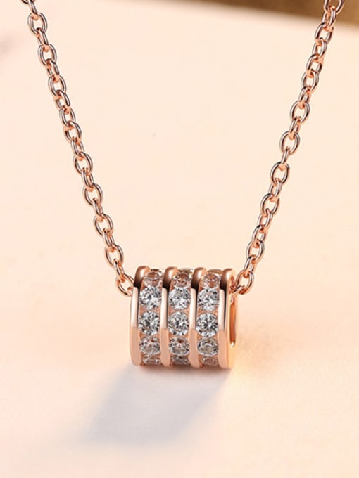 Rose 925 Sterling Silver With Cubic Zirconia Simplistic Charm Necklaces