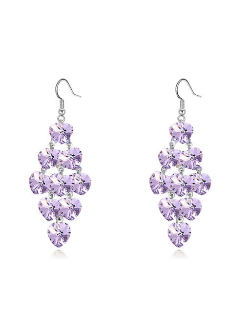 purple Exaggerated Cubic austrian Crystals Drop Earrings