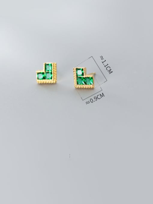 Rosh 925 Sterling Silver With Gold Plated Simplistic Geometric Stud Earrings 3