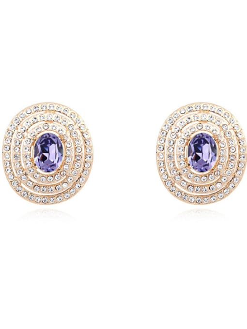 purple Fashion Shiny austrian Crystals-covered Alloy Stud Earrings