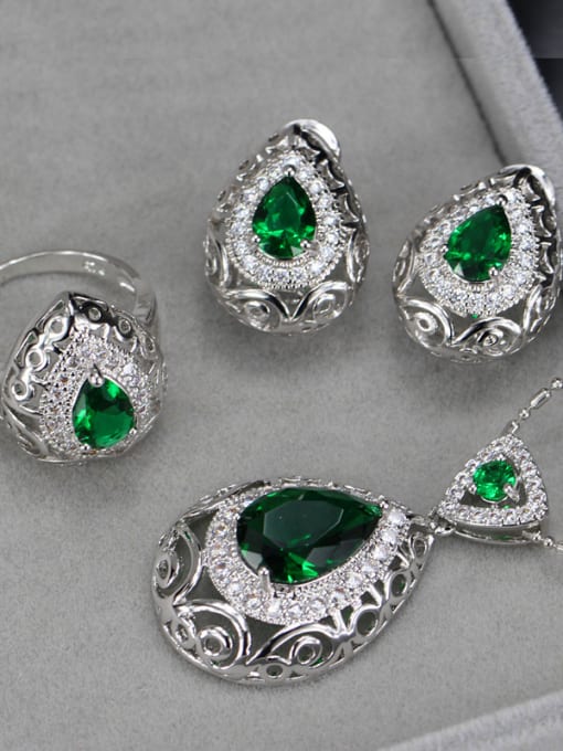 Green Ring 8 Yards Retro Wedding Accessories Color Jewelry Set