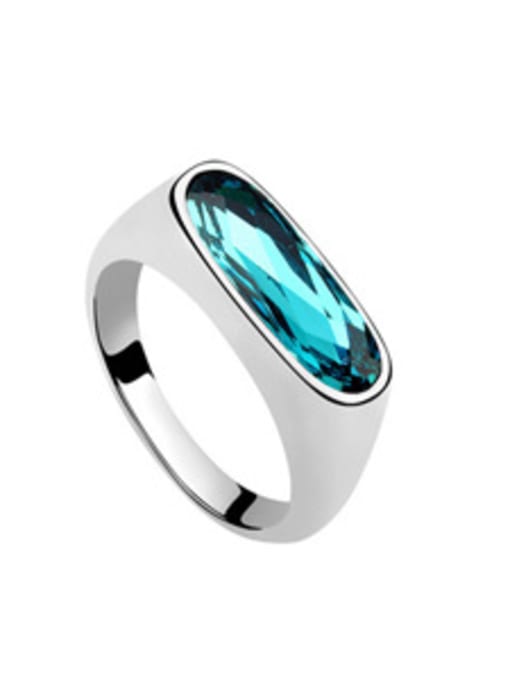 royal blue Simple Oval austrian Crystal Alloy Ring