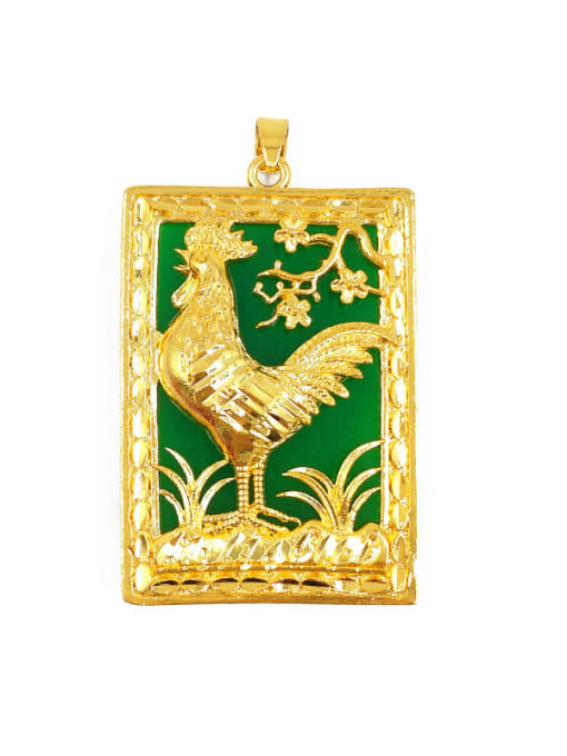 D Square Shaped Chicken Pattern Pendant