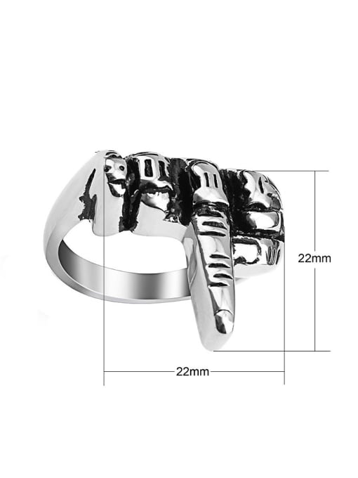 RANSSI Titanium Personalized Middle Finger Statement Ring 2