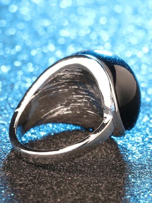 Gujin Simple Personalized Black Resin stone Alloy Ring 1