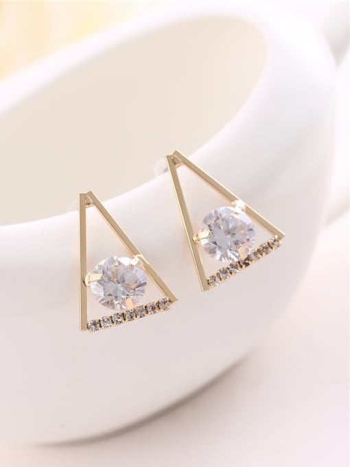 Wei Jia Fashion Hollow Triangle Cubic Zircon Alloy Stud Earrings 1