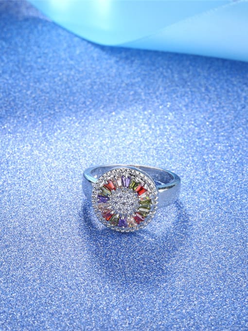 Ronaldo High Quality Colorful Zircons Round Shaped Copper Ring 2