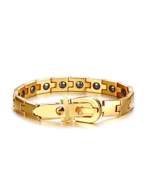 gold Adjustable Gold Plated Stainless Steel Stone Bracelet