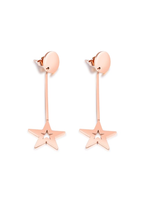 Open Sky Fashion Rose Gold Plated Hollow Star Drop Earrings 0