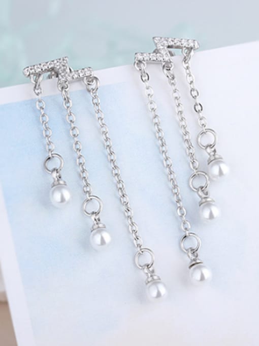 AI Fei Er Fashion Little Imitation Pearls Tiny Zirconias Drop Earrings 3