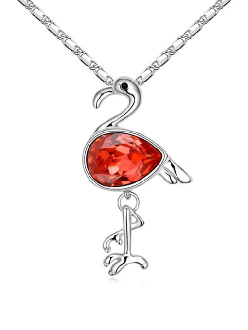 Red Fashion Water Drop austrian Crystal Red-crowned Crane Alloy Necklace