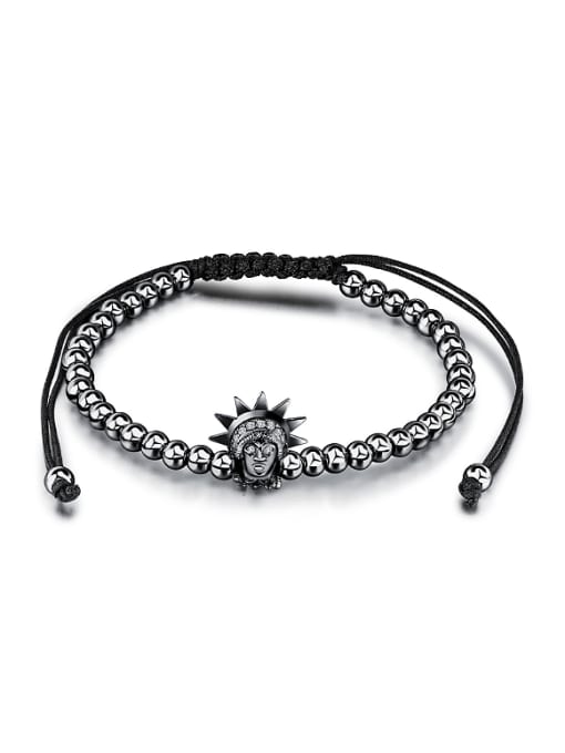 Black Fashion Personalized Beads Chinlon Adjustable Bracelet
