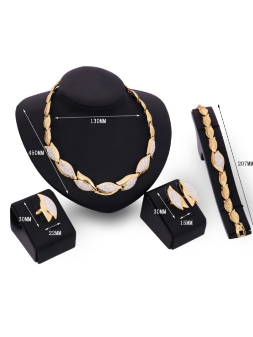 BESTIE Alloy Imitation-gold Plated Fashion Leaves-shaped Four Pieces Jewelry Set 2