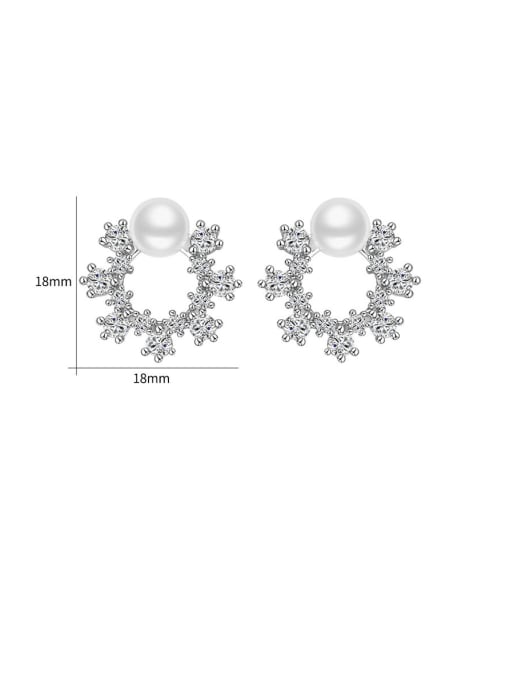 Mo Hai Copper With White Gold Plated Simplistic Flower Stud Earrings 4