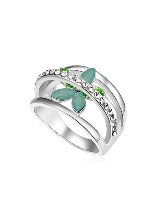 QIANZI Fashion austrian Crystals-Flower Alloy Ring