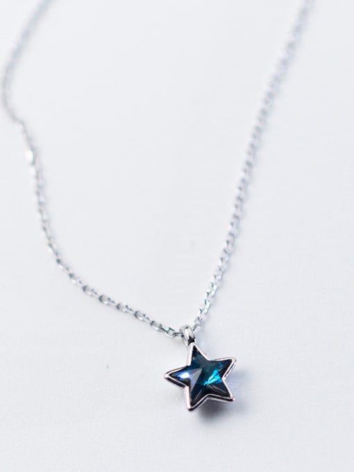 Rosh Elegant Blue Star Shaped Zircon S925 Silver Necklace 0