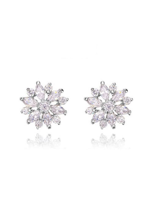 Platinum Elegant Snowflake Shaped AAA Zircon Stud Earrings