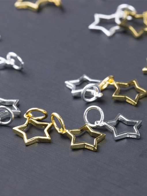 FAN 925 Sterling Silver With Silver Plated five-pointed star Charms 0