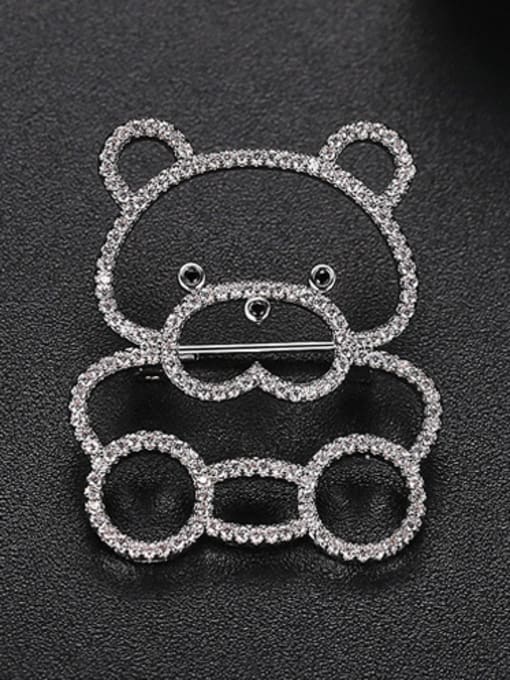 Platinum Copper With Platinum Plated Cute Bear Brooches