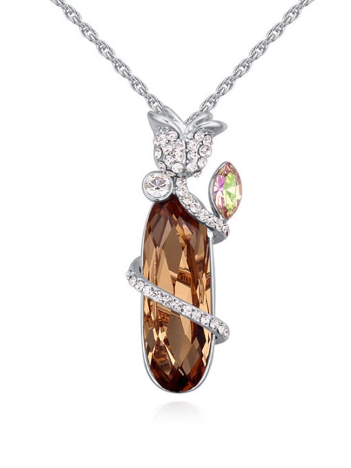 brown Fashion Oval austrian Crystal Flower Alloy Necklace