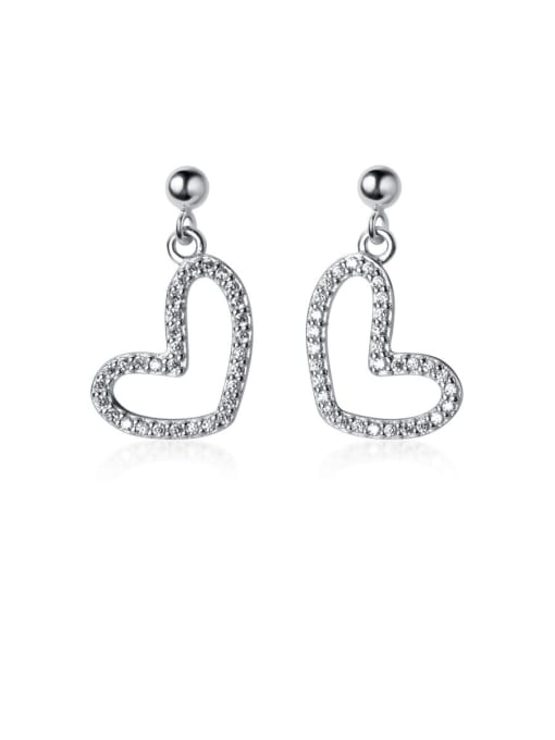 Rosh 925 Sterling Silver With Cubic Zirconia Simplistic Heart Stud Earrings