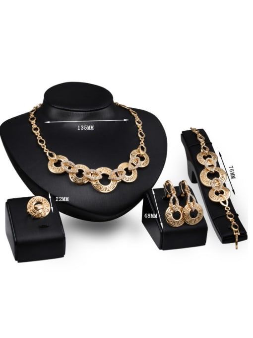 BESTIE Alloy Imitation-gold Plated Vintage style Rhinestones Hollow Circle Four Pieces Jewelry Set 2
