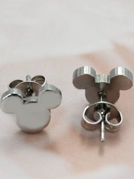 Steel Cute Gold Plated Mickey Mouse Shaped Titanium Stud Earrings