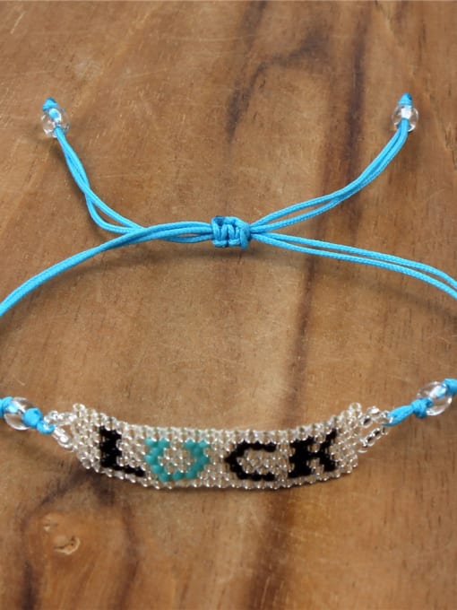 B6032-D Handmade Woven Glass Beads Fashion Bracelet