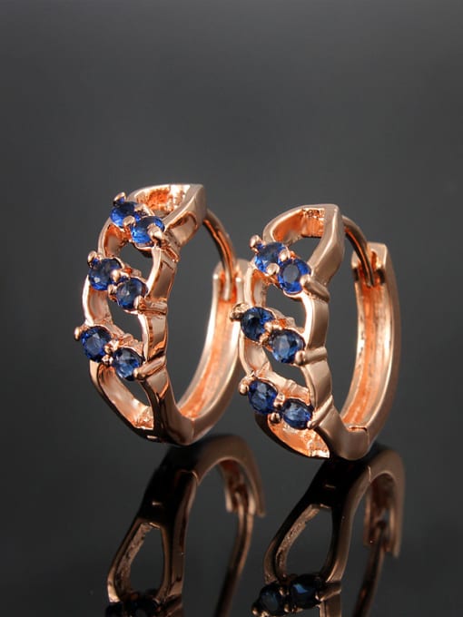 SANTIAGO Exquisite Rose Gold Plated Blue Zircon Clip Earrings