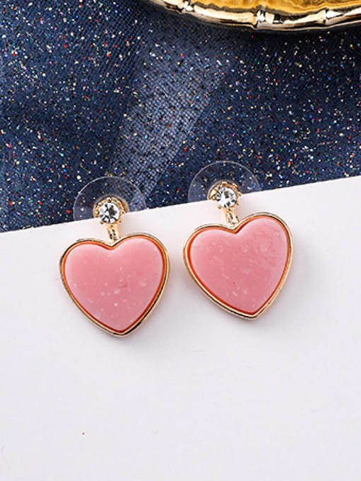 A Water Drill Loving Payment Alloy With Rose Gold Plated Cute Heart Stud Earrings