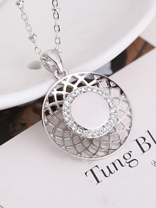 BESTIE Alloy White Gold Plated Fashion Rhinestones Hollow Round-shaped Two Pieces Jewelry Set 1