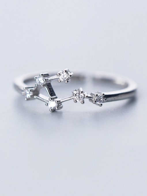 Libra 925 Sterling Silver With Platinum Plated Simplistic Constellation Free size Rings