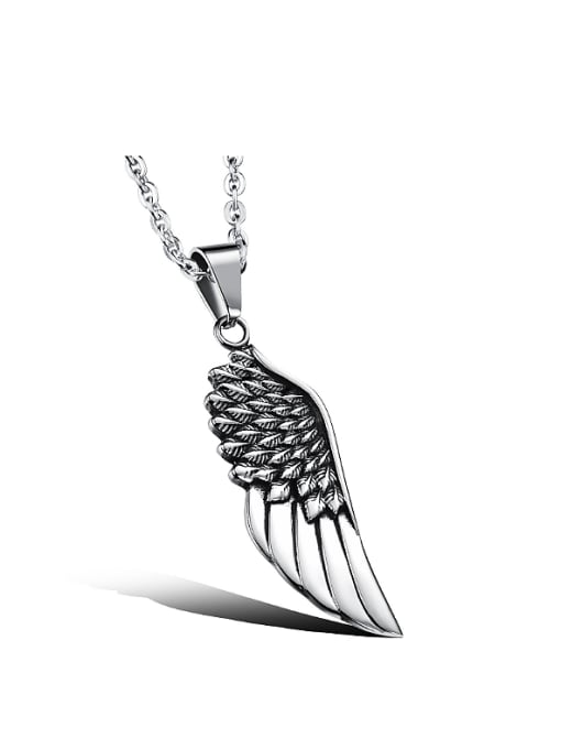 Open Sky Personalized Titanium Angel Wing Necklace 0