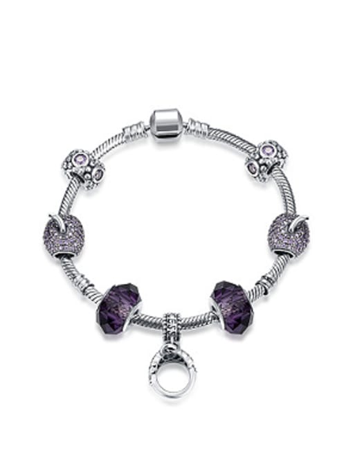 OUXI Fashion Purple Glass-studded Beads Bracelet 0