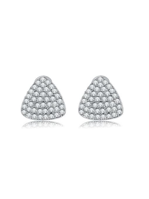 Platinum Trendy Triangle Shaped Austria Crystal Stud Earrings