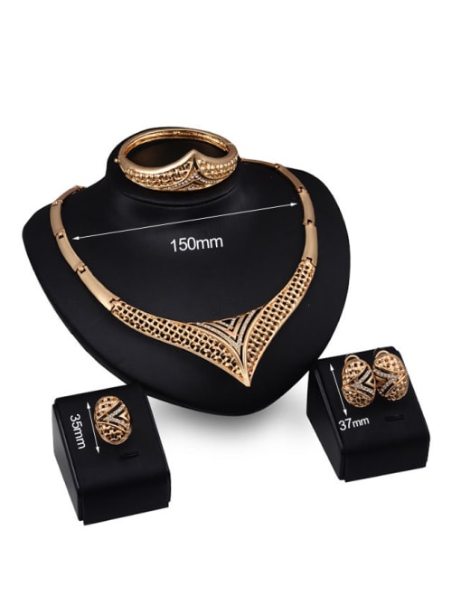 BESTIE Alloy Imitation-gold Plated Vintage style Grid-shaped Four Pieces Jewelry Set 2